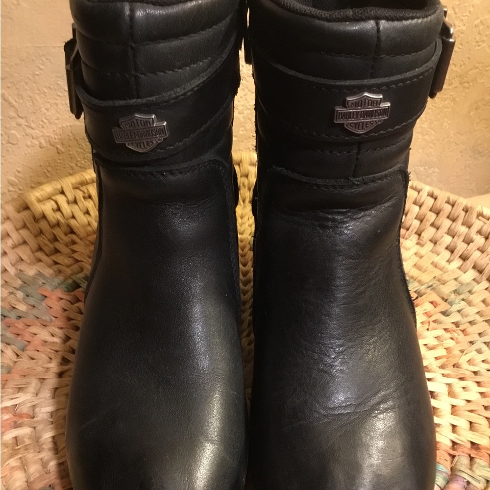 Harley Davidson 7M Saffron Black Leather Motorcycle Biker Boots